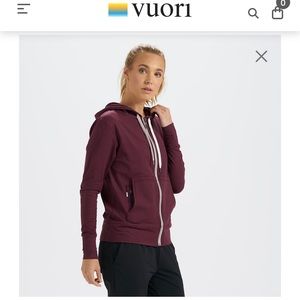 Vuori Cerise Heather Halo Performance Zip Hoodie Dreamknit Fabric Burgundy $89